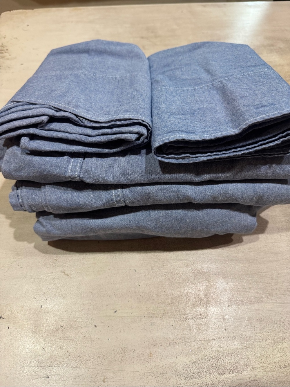 Vintage Ralph Lauren Full Size Chambray Blue Sheet Set and 2 pillowcases Nice!